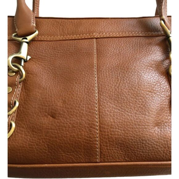 Via Spiga Leather Satchell Bag Brown Pebbled Leather Double Handle - Picture 5 of 13